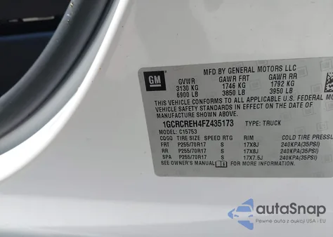 2015 Chevrolet Silverado 1500 1Lt z USA, uszkodzony, nr VIN 1GCRCREH4FZ435173